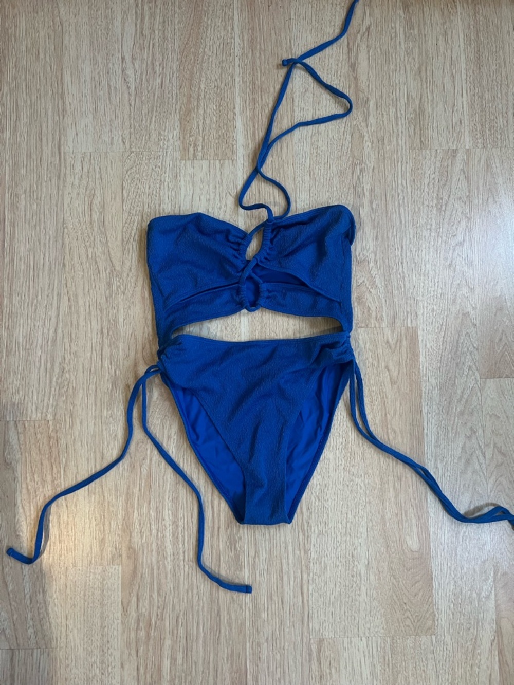 Royal Blue Cutout Tie-Side One-Piece Swimsuit